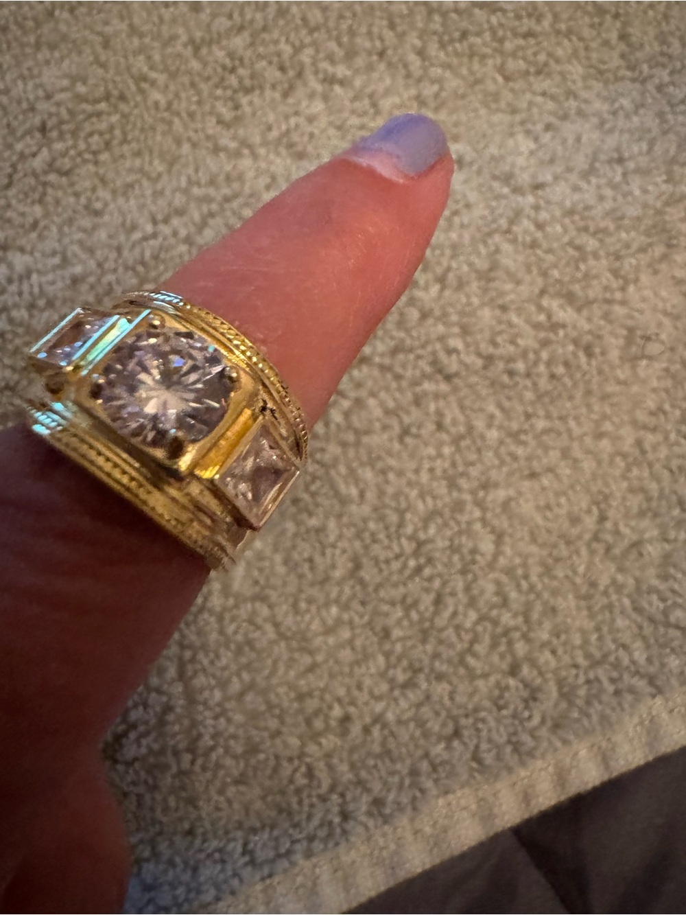 Gold-Tone Statement Ring with Clear Stones - Women Jewelry